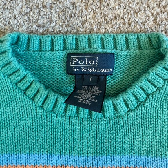 Polo Ralph Lauren Knit Sweater Striped Size 7 Colourful Kids Boys - Picture 4 of 9